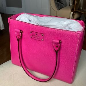 Pink leather tote
